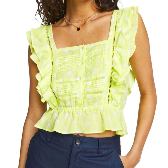 Scotch and Soda lime green ruffle summer top - Picture 1 of 1